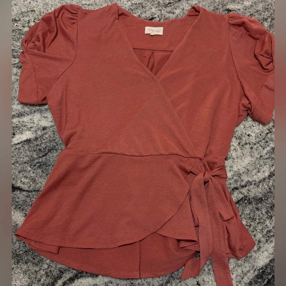 Meraki Terracotta Wrap Blouse